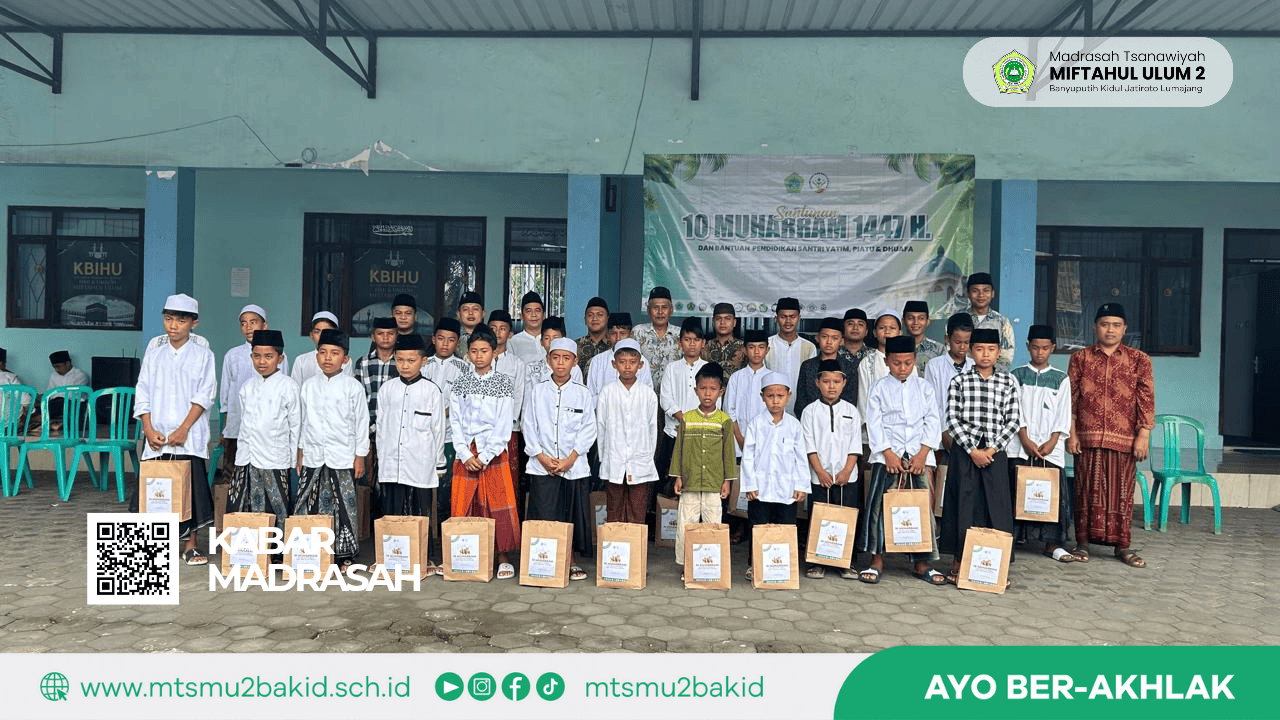 Peringati 10 Muharram 1447 H, Keluarga Besar MTs Miftahul Ulum 2 Ikut Santuni Santri Yatim PPMU