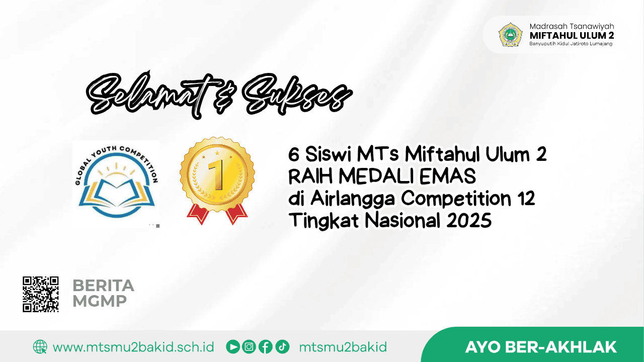 Enam Siswi MTs Miftahul Ulum 2 Raih Medali Emas di Airlangga Competition 12 Tingkat Nasional 2025