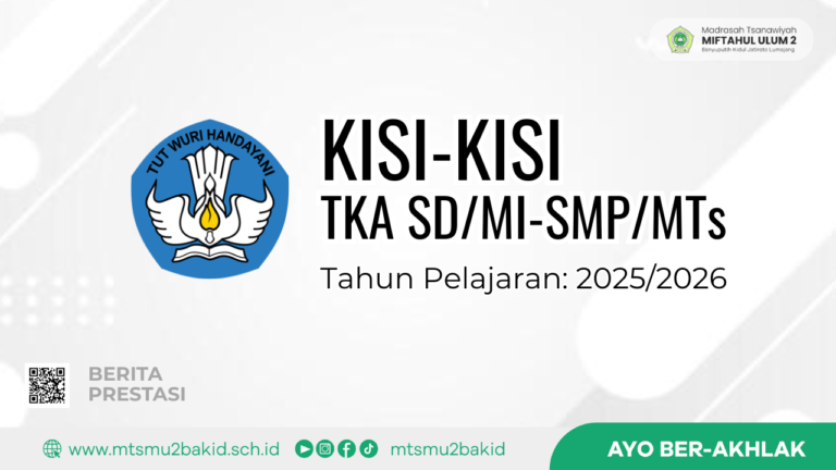 Kisi-kisi Tes Kemampuan Akademik (TKA) Jenjang SD/MI dan SMP/MTs