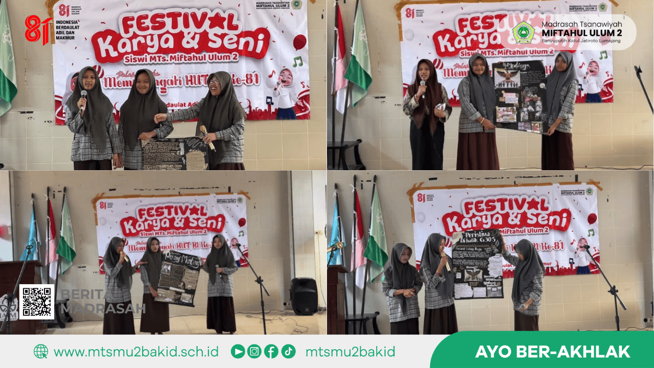 Hari Ketiga Festival Karya dan Seni MTs Miftahul Ulum 2 Bakid: Siswa Presentasikan Karya Seni Mading