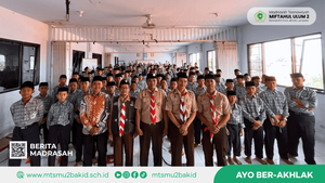 Bangun Generasi Berkarakter dan Berwawasan Kebangsaan, MTs Miftahul Ulum 2 Gelar Pelatihan Bersama Sako Pramuka NU Lumajang